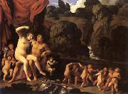Carlo Saraceni Mars and Venus, with a Circle of Cupids and a Landscape oil painting reproduction